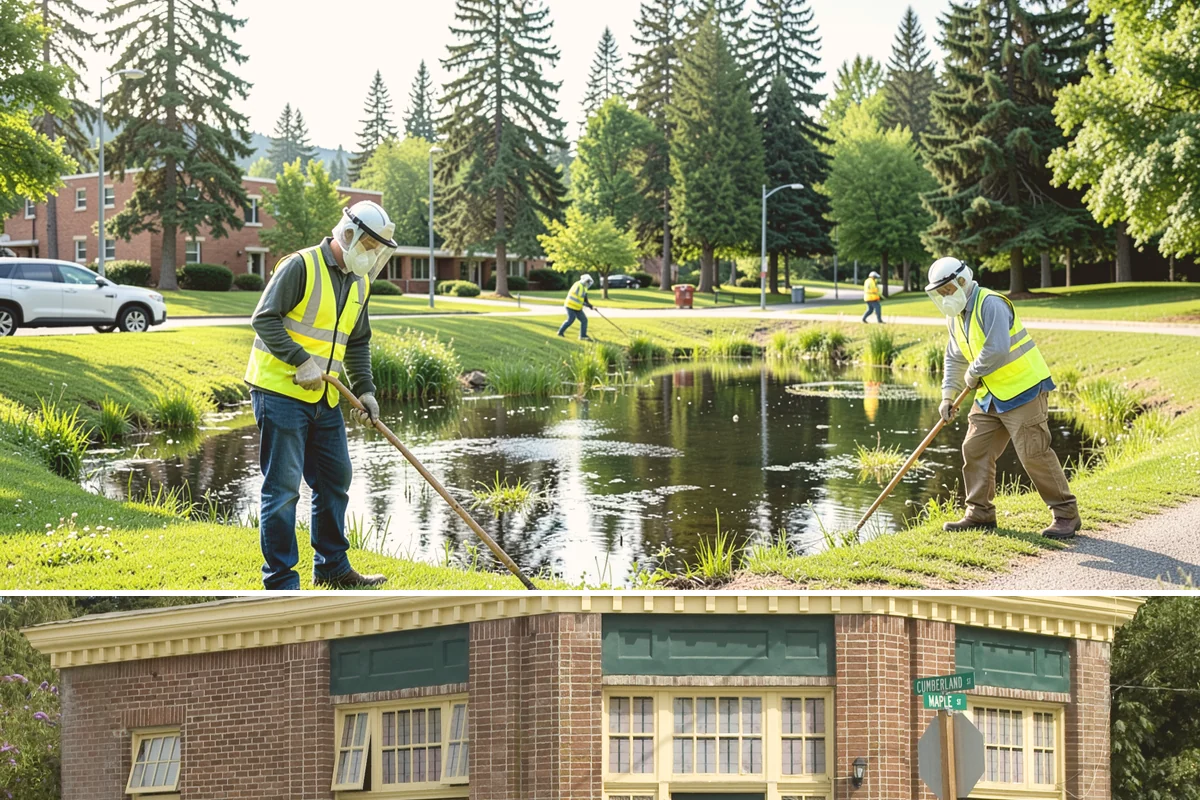 Facility Pressure Washing in Hamilton, Skagit County, WA - Spring and early summer cleaning removes the moss and algae accumulated through the wet Northwest winter.