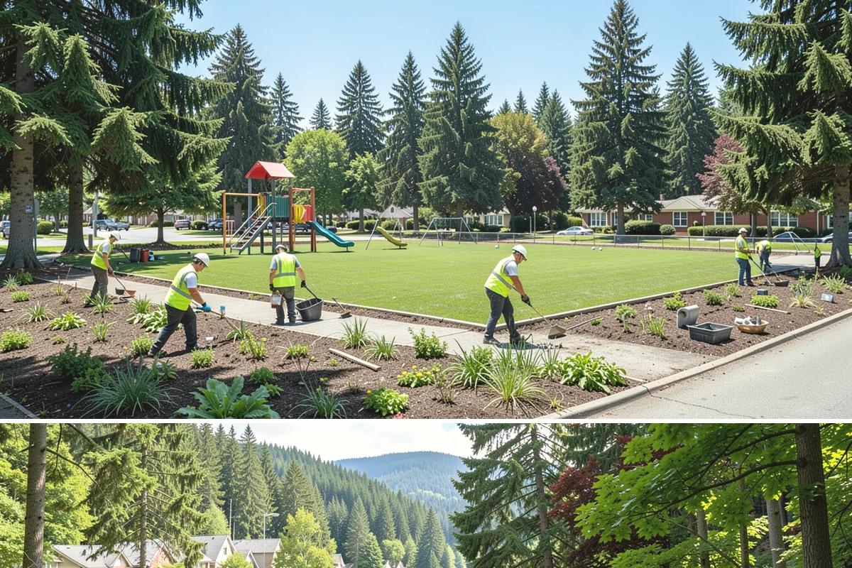Facility Pressure Washing in Lake Forest Park, King County, WA - Spring and early summer cleaning removes the moss and algae accumulated through the wet Northwest winter.