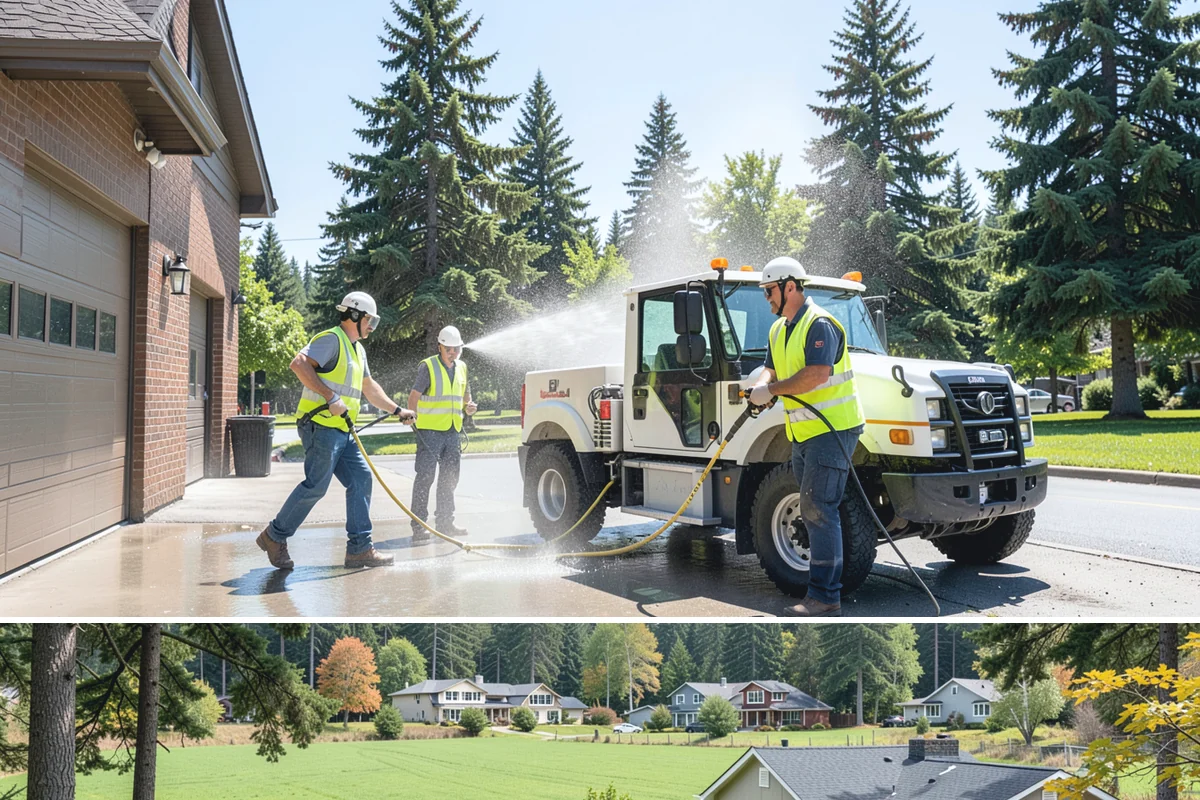 Facility Pressure Washing in Lyman, Skagit County, WA - Spring and early summer cleaning removes the moss and algae accumulated through the wet Northwest winter.