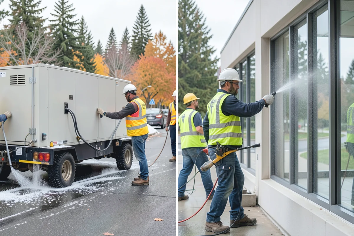 Facility Pressure Washing in Medina, King County, WA - Surface assessment and pressure and method selection