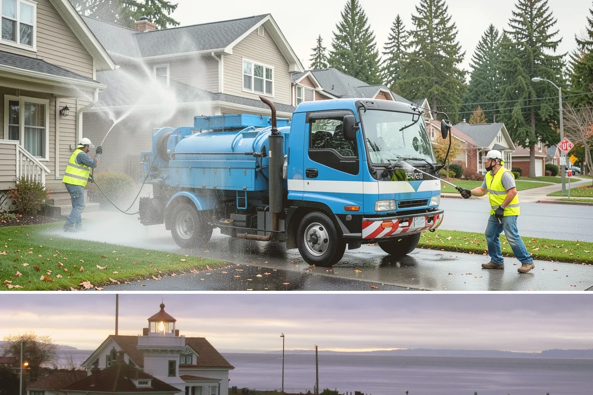 Facility Pressure Washing in Mukilteo, Snohomish County, WA - Spring and early summer cleaning removes the moss and algae accumulated through the wet Northwest winter.