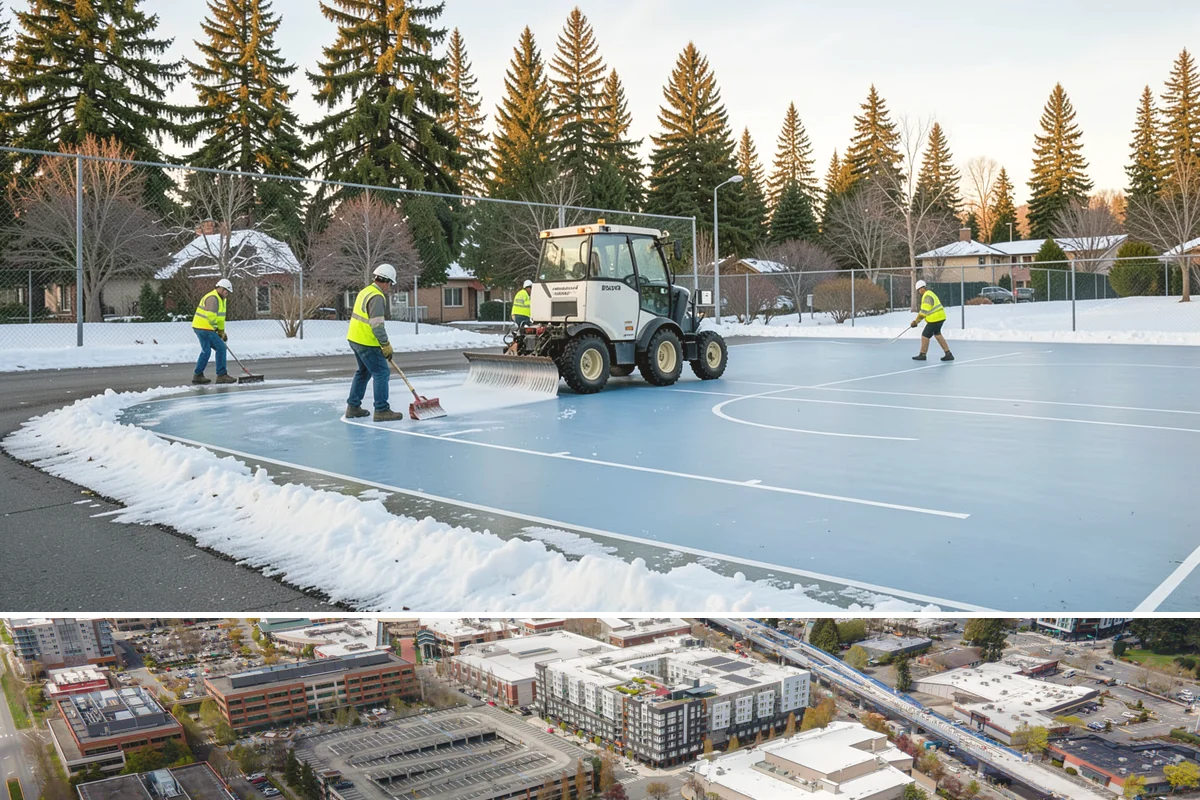 Facility Pressure Washing in Redmond, King County, WA - Spring and early summer cleaning removes the moss and algae accumulated through the wet Northwest winter.
