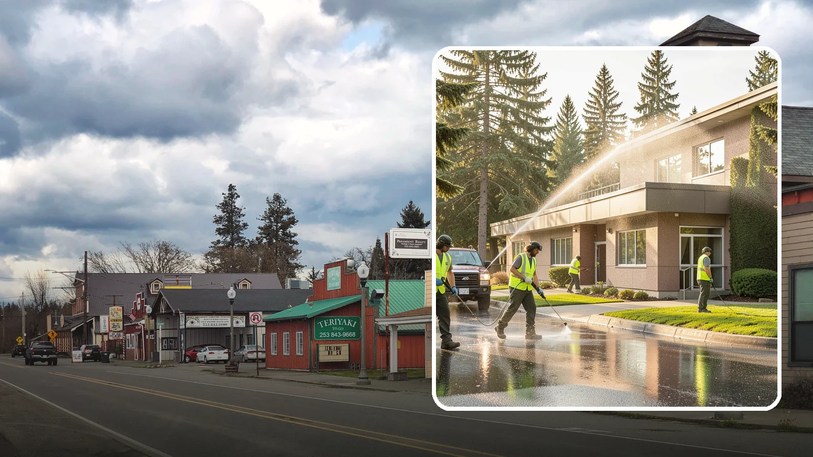 Facility Pressure Washing in Roy, Pierce County, WA - Remove moss, grime, and buildup from facility exteriors and hardscapes to protect surfaces and public safety.