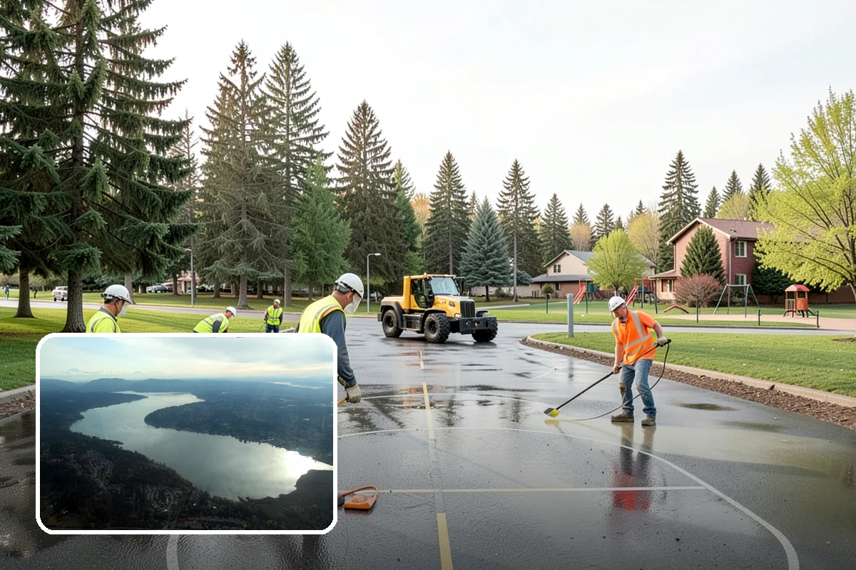 Facility Pressure Washing in Sammamish, King County, WA - Removes slip-hazard moss and algae from walkways and entries
