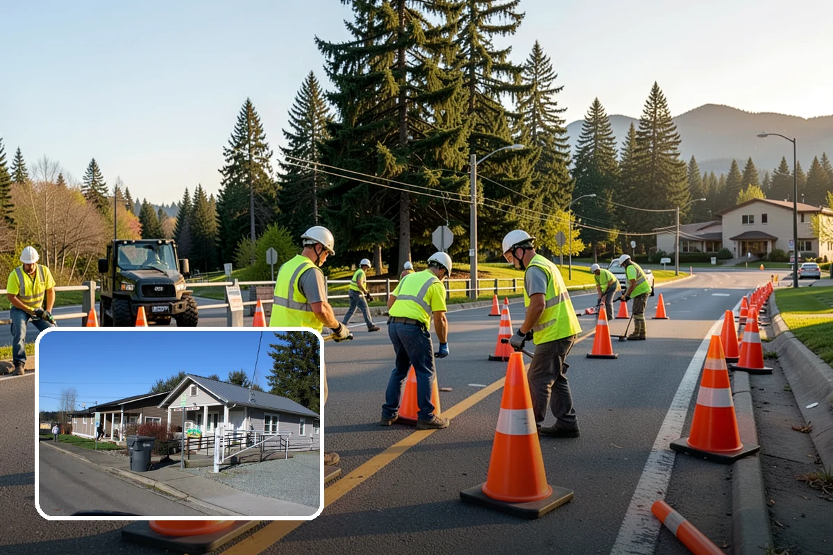 Facility Pressure Washing in South Prairie, Pierce County, WA - Removes slip-hazard moss and algae from walkways and entries