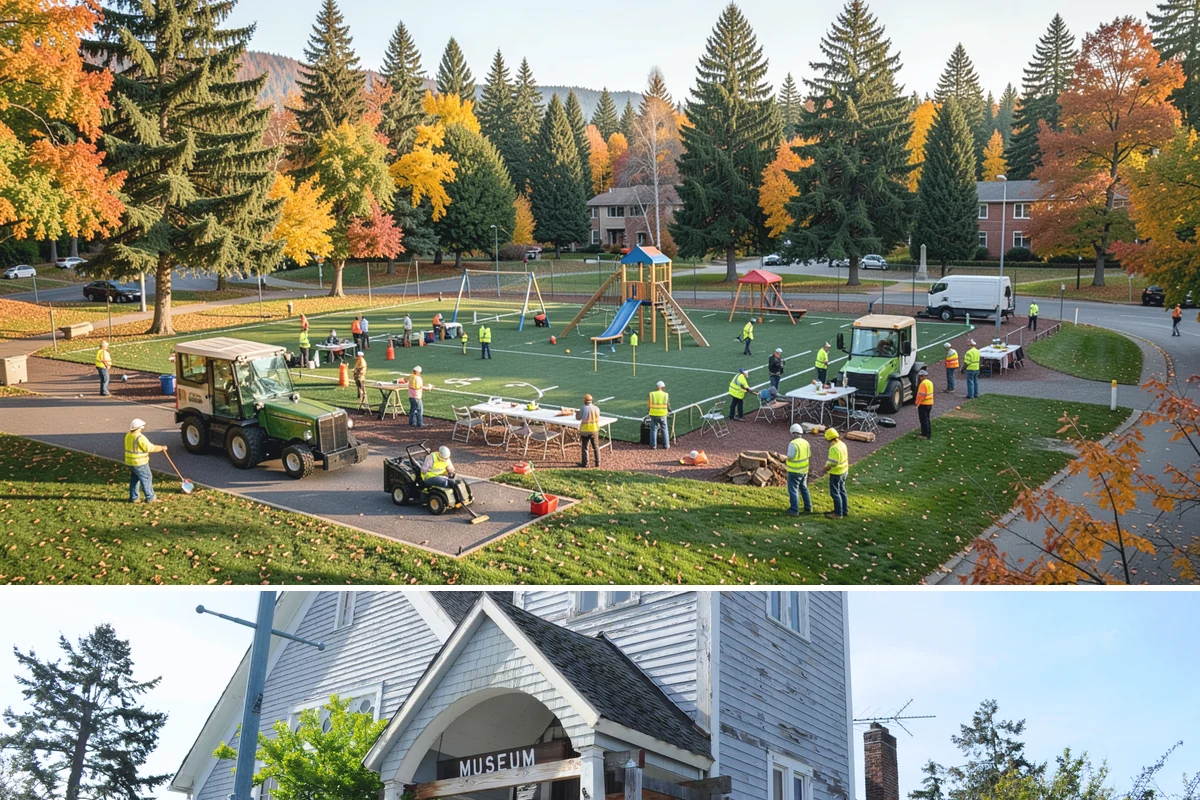 Facility Pressure Washing in Steilacoom, Pierce County, WA - Spring and early summer cleaning removes the moss and algae accumulated through the wet Northwest winter.