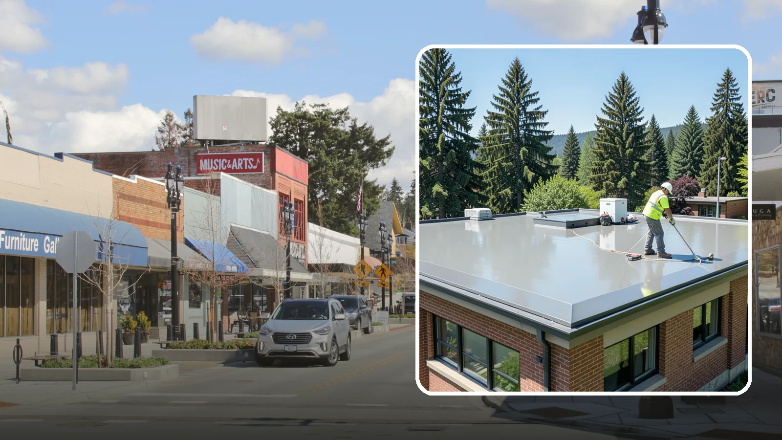Facility Roof Coating in Bothell, King County, WA - Apply reflective and waterproof coatings that restore aging low-slope roofs and defer full replacement costs.