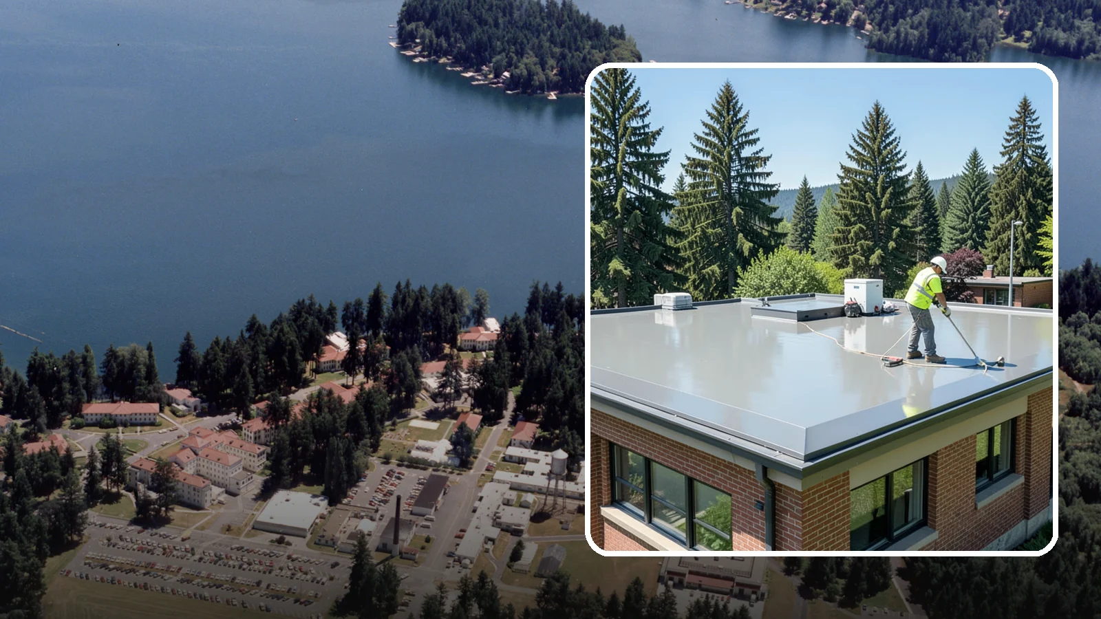 Facility Roof Coating in Lakewood, Pierce County, WA - Apply reflective and waterproof coatings that restore aging low-slope roofs and defer full replacement costs.