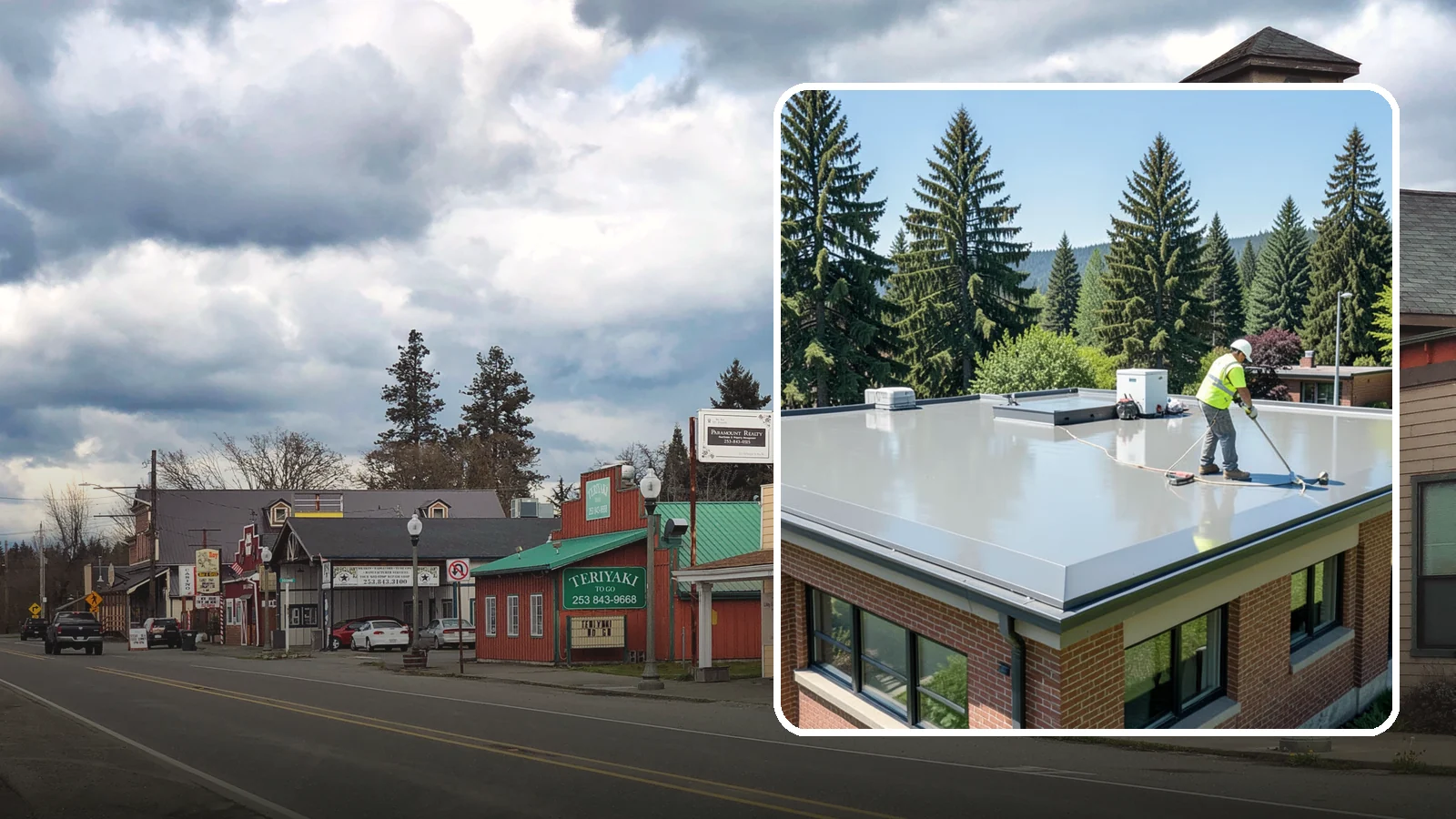 Facility Roof Coating in Roy, Pierce County, WA - Apply reflective and waterproof coatings that restore aging low-slope roofs and defer full replacement costs.