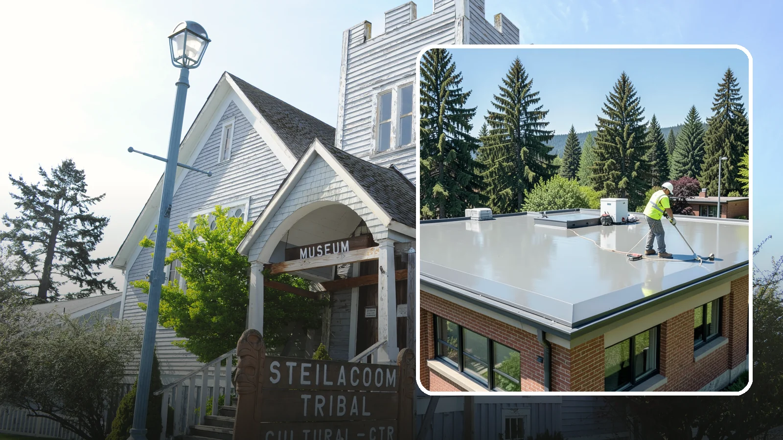 Facility Roof Coating in Steilacoom, Pierce County, WA - Apply reflective and waterproof coatings that restore aging low-slope roofs and defer full replacement costs.