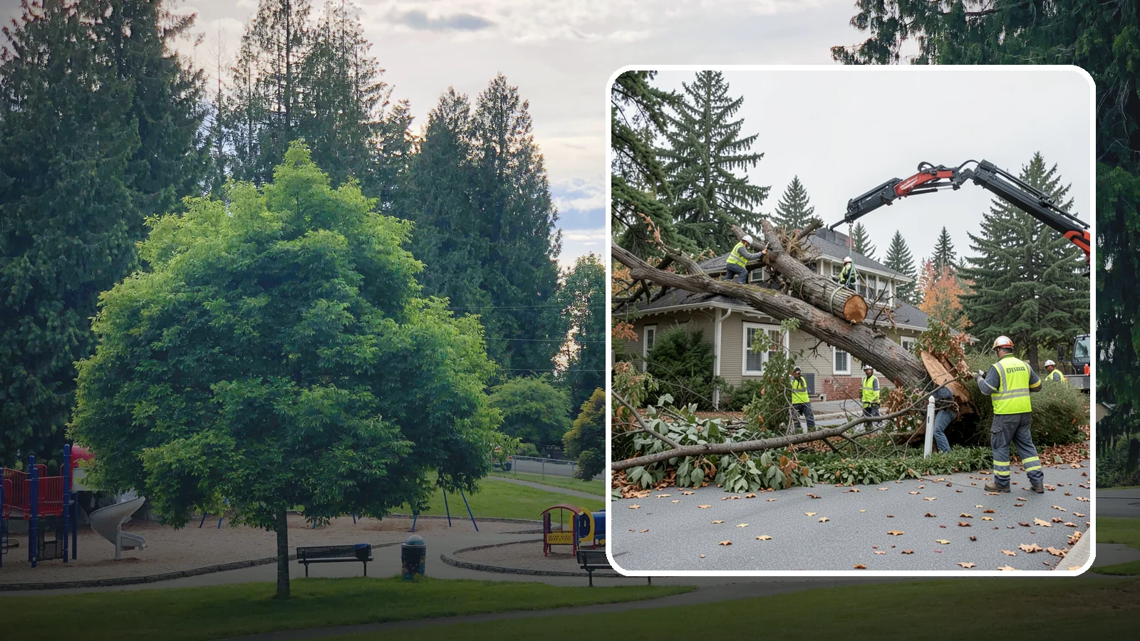 Fallen Tree Response in Bonney Lake, Pierce County, WA - Urgent removal of downed trees blocking public roadways, trails, and facilities to restore safe passage.