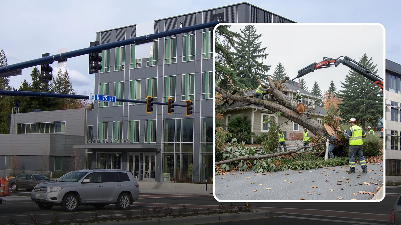 Fallen Tree Response in Shoreline, King County, WA - Urgent removal of downed trees blocking public roadways, trails, and facilities to restore safe passage.