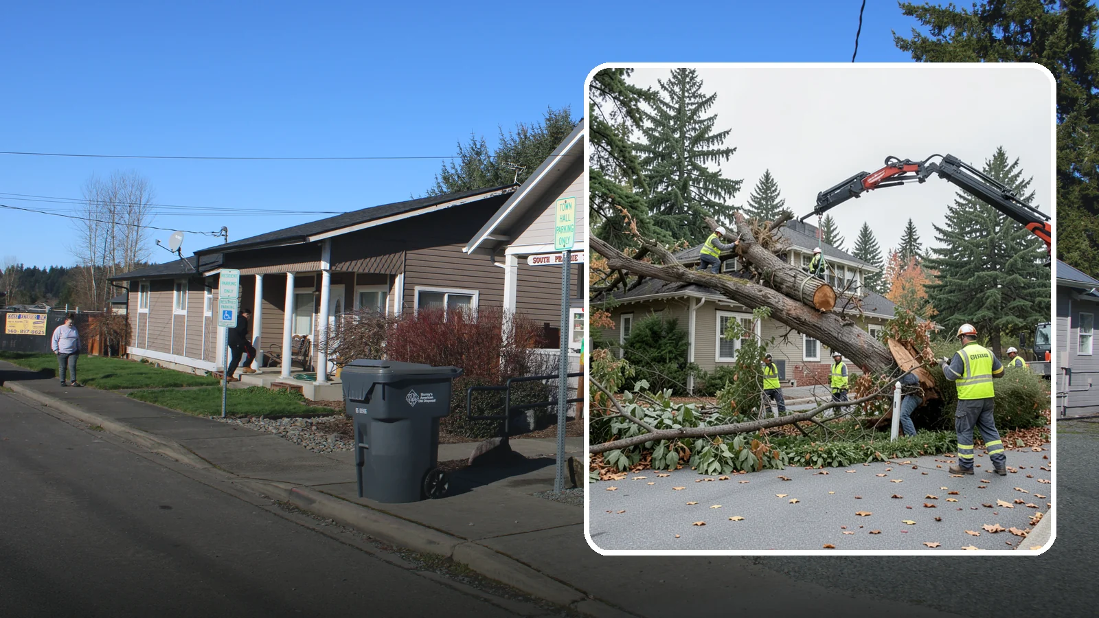 Fallen Tree Response in South Prairie, Pierce County, WA - Urgent removal of downed trees blocking public roadways, trails, and facilities to restore safe passage.