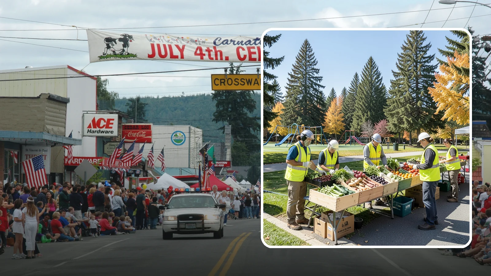 Farmers Market Setup in Carnation, King County, WA - Recurring setup and support for Western Washington municipal farmers markets and public markets.