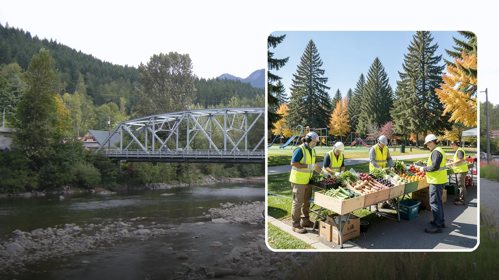 Farmers Market Setup in Skykomish, King County, WA - Recurring setup and support for Western Washington municipal farmers markets and public markets.