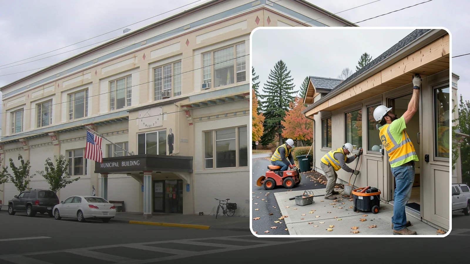 Fascia Replacement in Anacortes, Skagit County, WA - Replacement of damaged fascia boards to protect rooflines and drainage on public buildings.