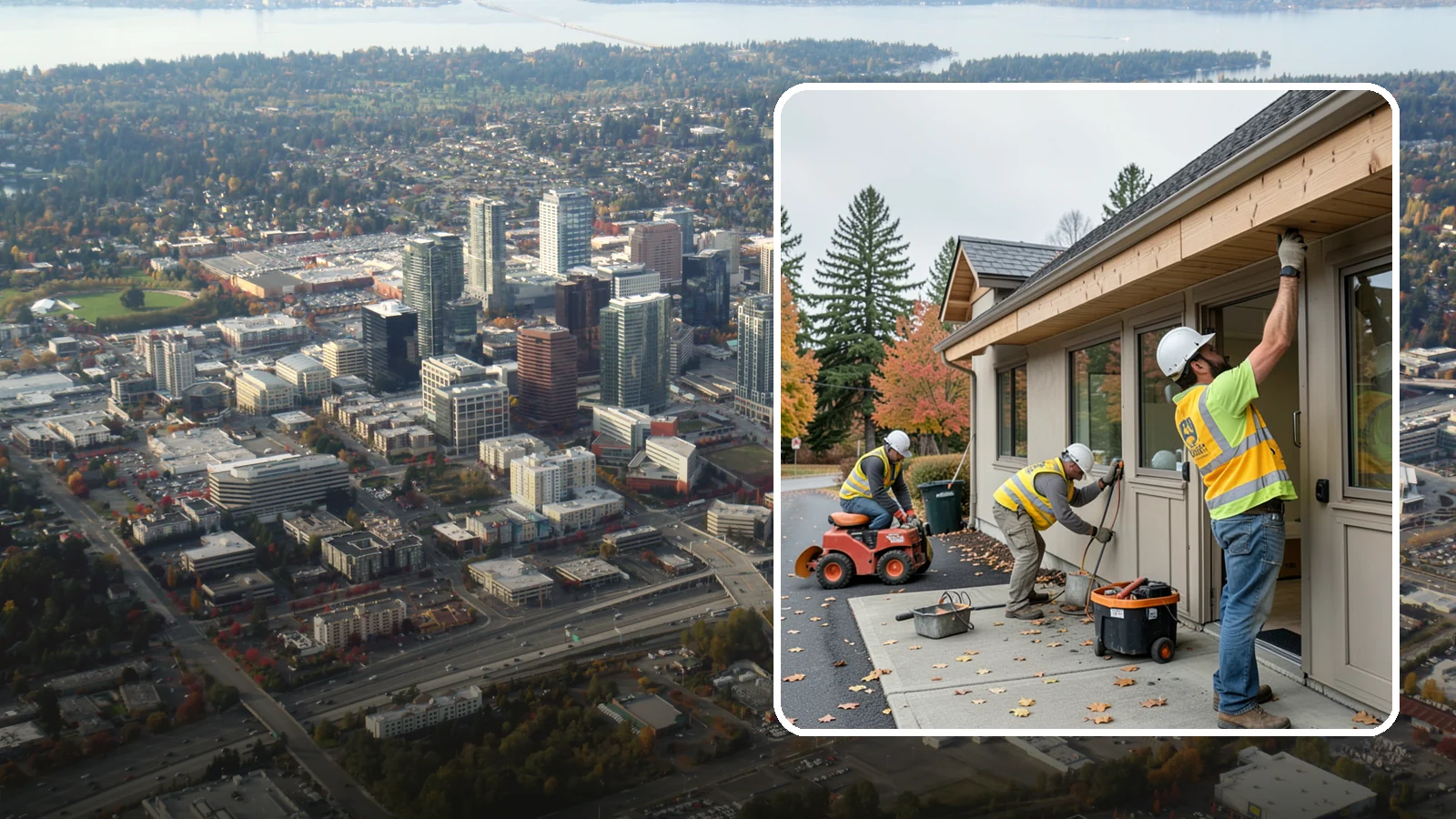 Fascia Replacement in Bellevue, King County, WA - Replacement of damaged fascia boards to protect rooflines and drainage on public buildings.