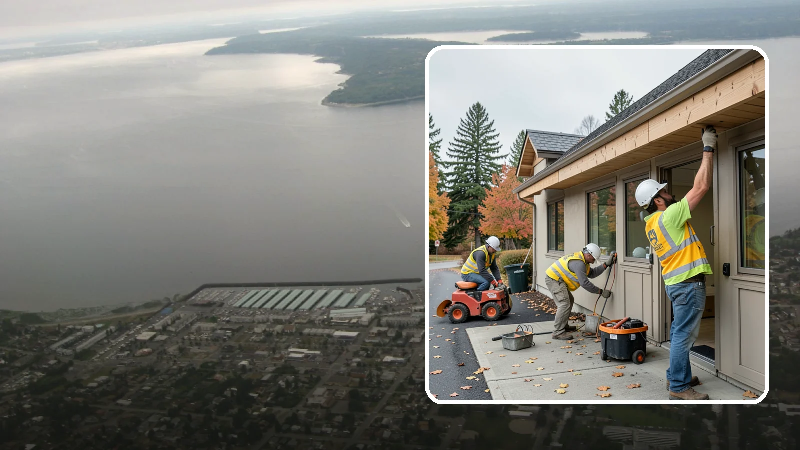 Fascia Replacement in Des Moines, King County, WA - Replacement of damaged fascia boards to protect rooflines and drainage on public buildings.