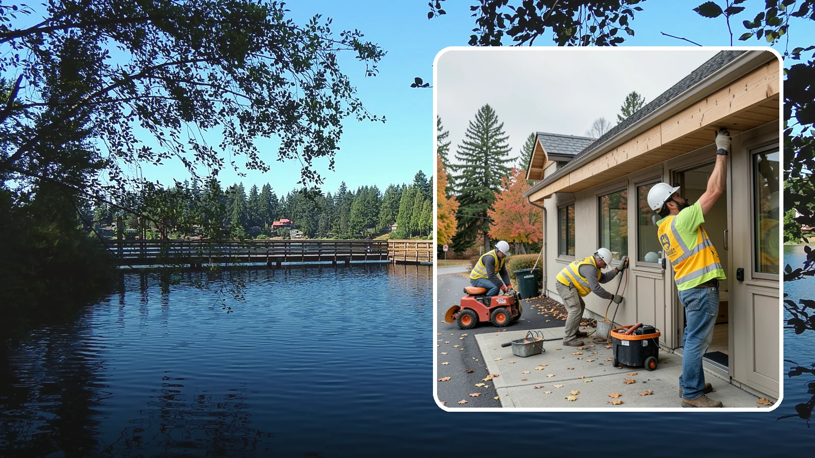 Fascia Replacement in Federal Way, King County, WA - Replacement of damaged fascia boards to protect rooflines and drainage on public buildings.