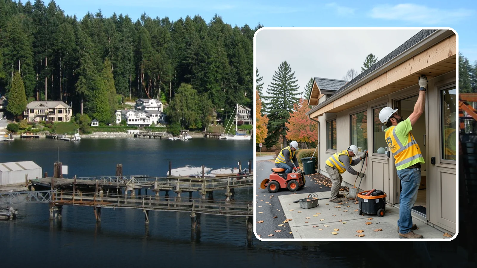 Fascia Replacement in Gig Harbor, Pierce County, WA - Replacement of damaged fascia boards to protect rooflines and drainage on public buildings.