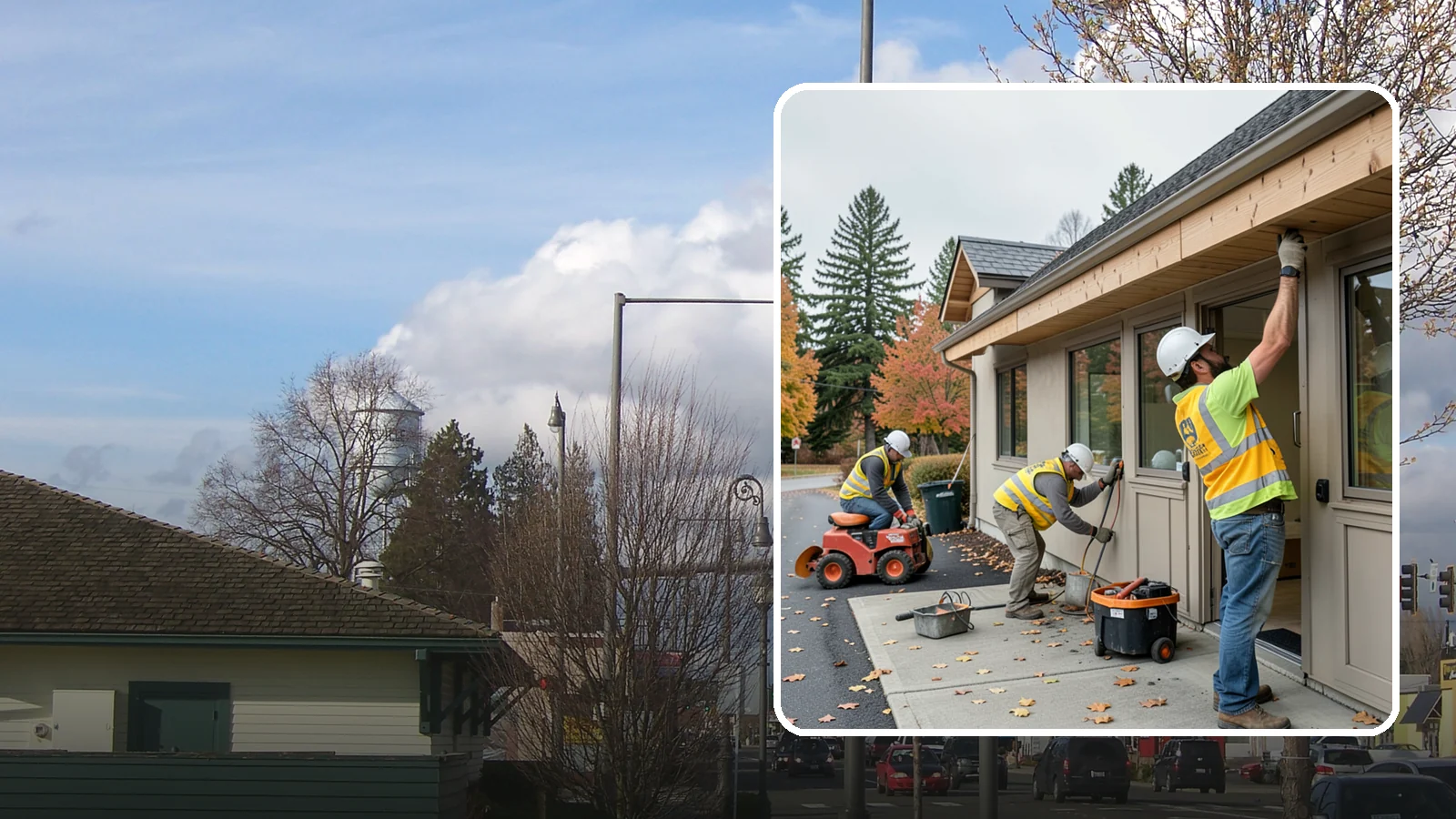 Fascia Replacement in Marysville, Snohomish County, WA - Replacement of damaged fascia boards to protect rooflines and drainage on public buildings.
