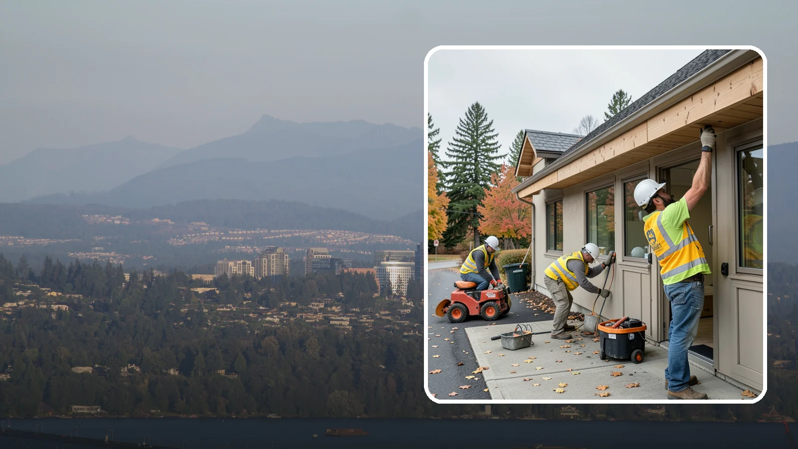 Fascia Replacement in Medina, King County, WA - Replacement of damaged fascia boards to protect rooflines and drainage on public buildings.