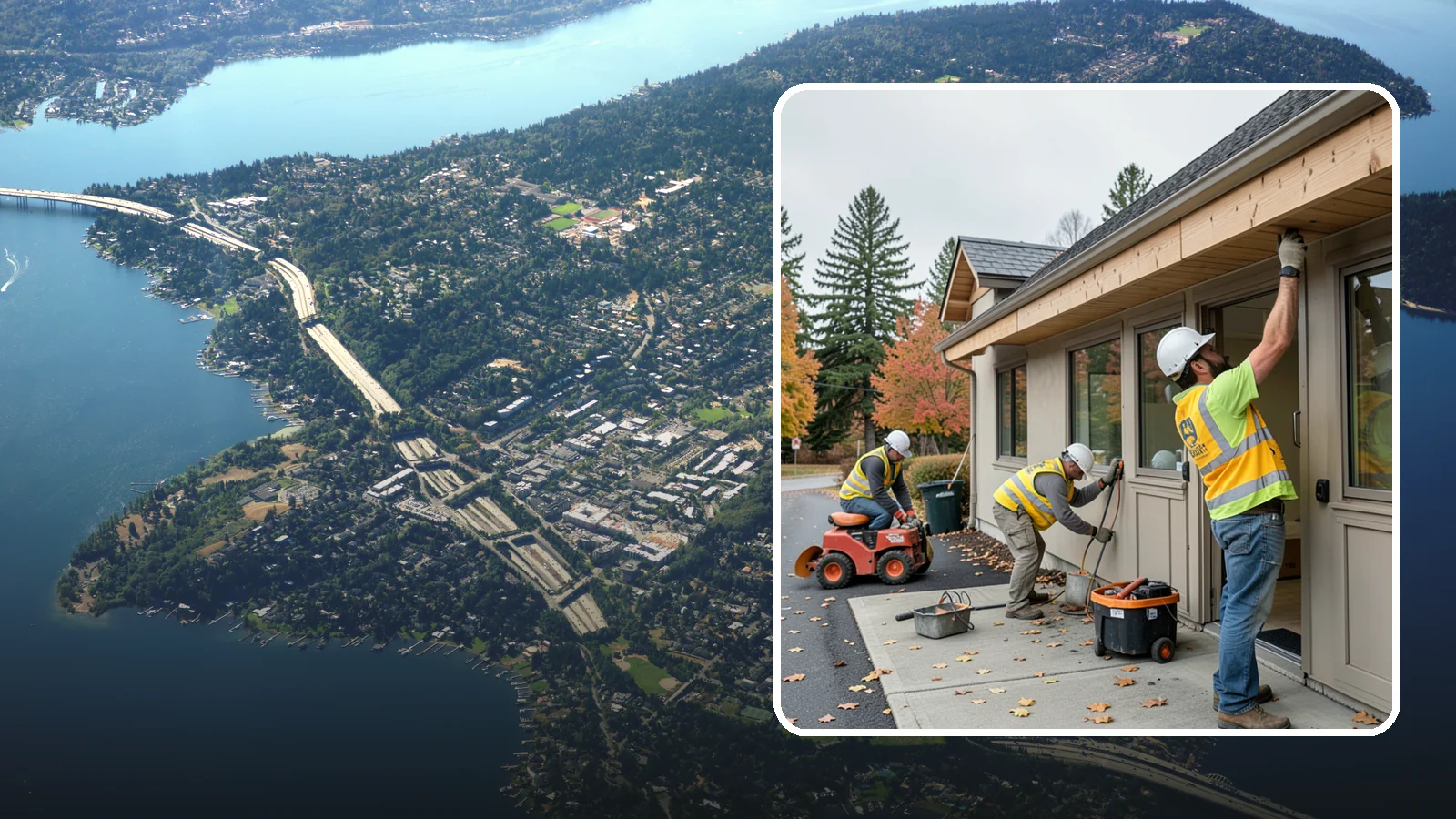 Fascia Replacement in Mercer Island, King County, WA - Replacement of damaged fascia boards to protect rooflines and drainage on public buildings.