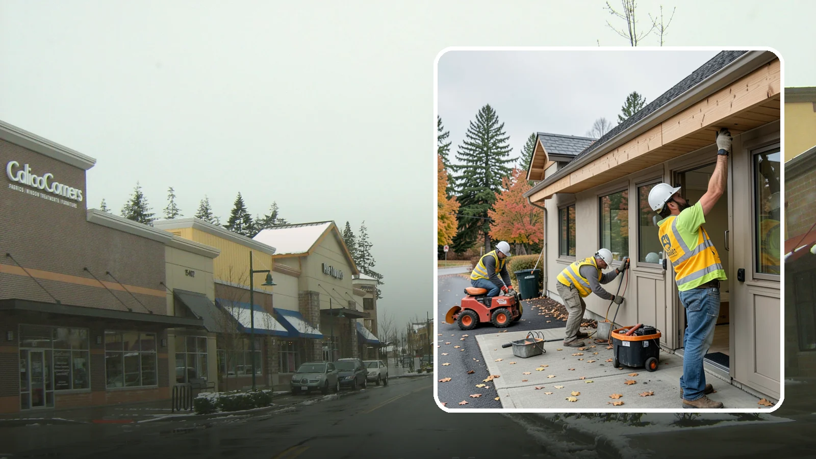 Fascia Replacement in Mill Creek, Snohomish County, WA - Replacement of damaged fascia boards to protect rooflines and drainage on public buildings.