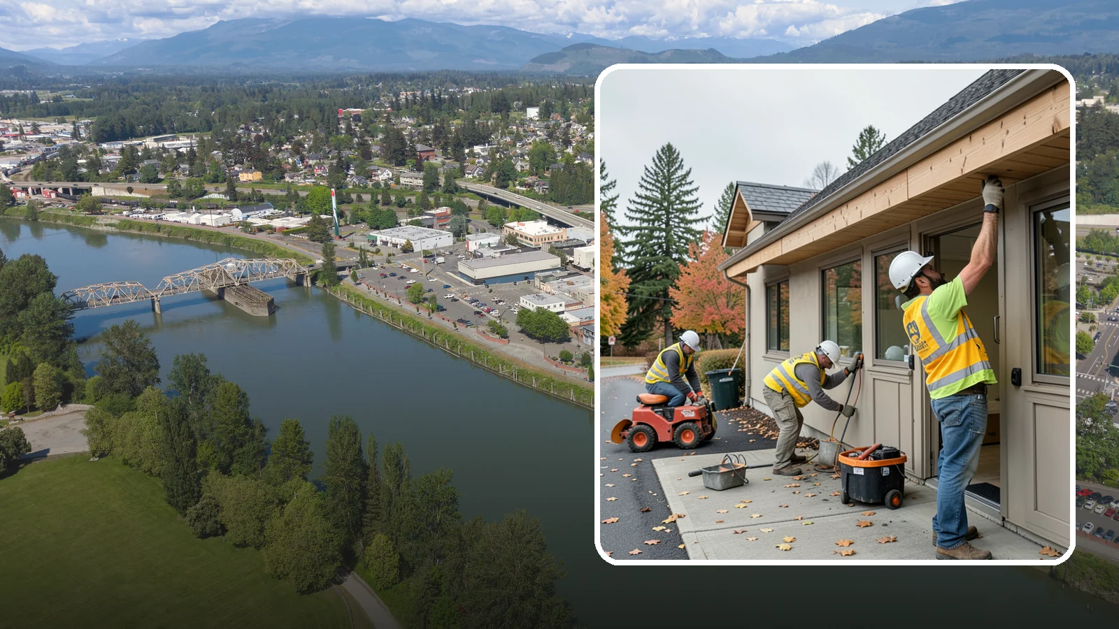 Fascia Replacement in Mount Vernon, Skagit County, WA - Replacement of damaged fascia boards to protect rooflines and drainage on public buildings.