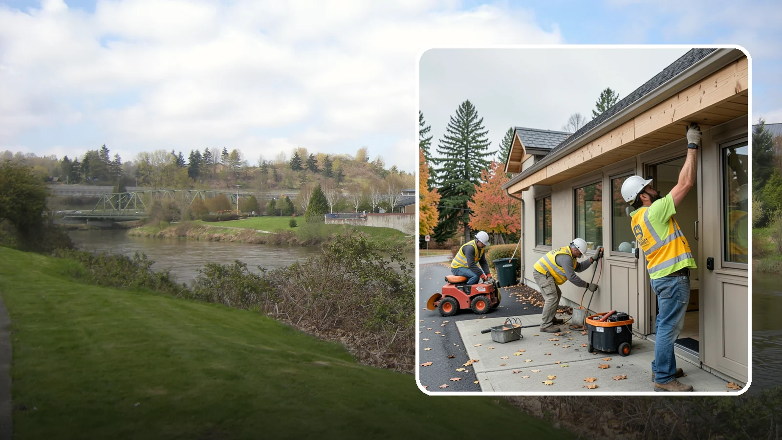 Fascia Replacement in Tukwila, King County, WA - Replacement of damaged fascia boards to protect rooflines and drainage on public buildings.