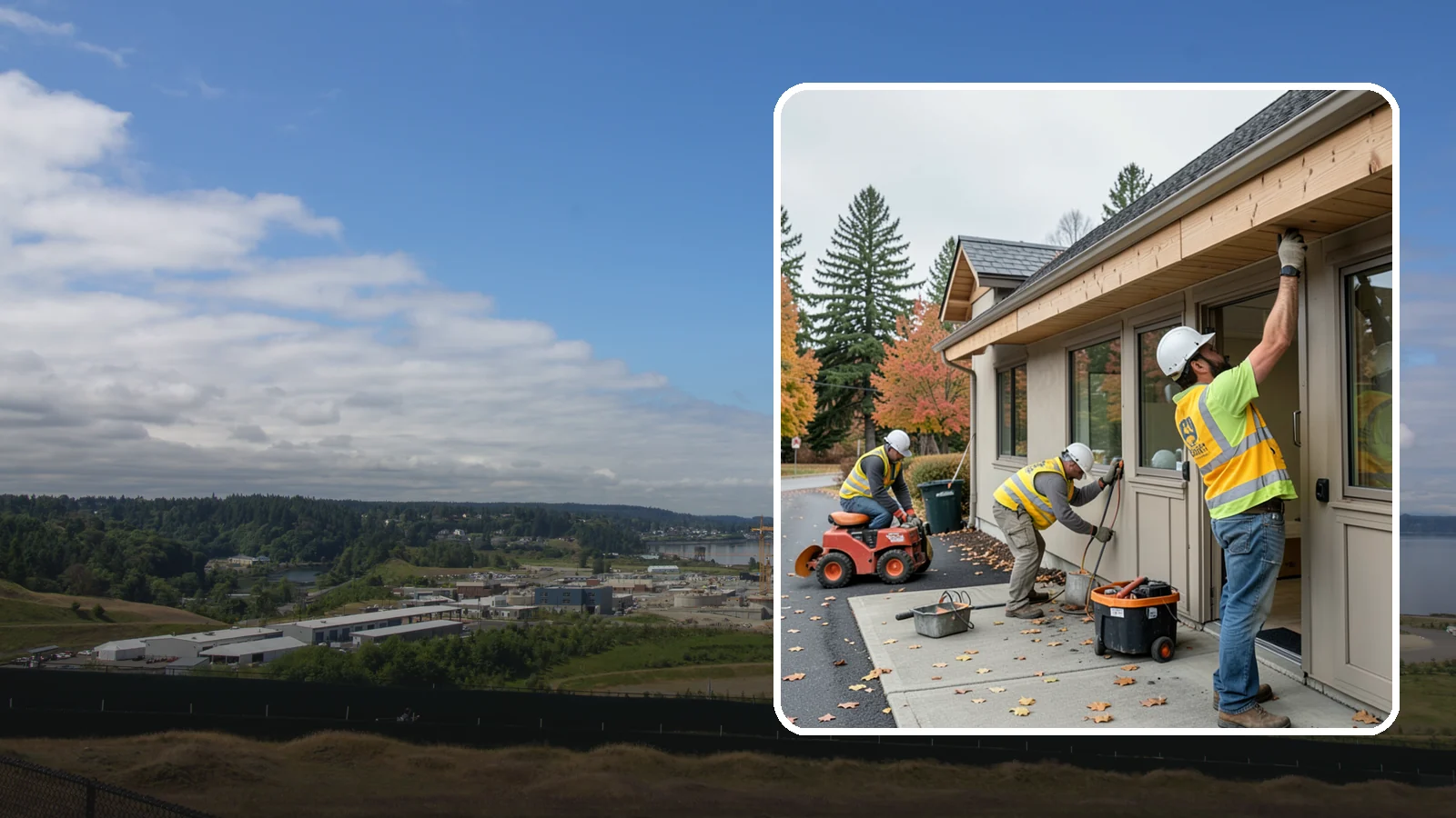 Fascia Replacement in University Place, Pierce County, WA - Replacement of damaged fascia boards to protect rooflines and drainage on public buildings.
