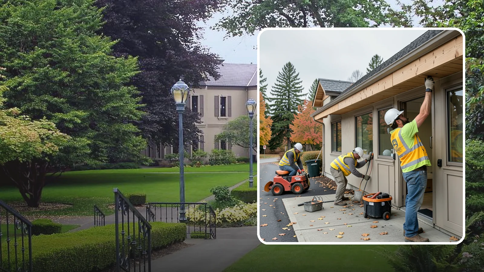Fascia Replacement in Woodinville, King County, WA - Replacement of damaged fascia boards to protect rooflines and drainage on public buildings.