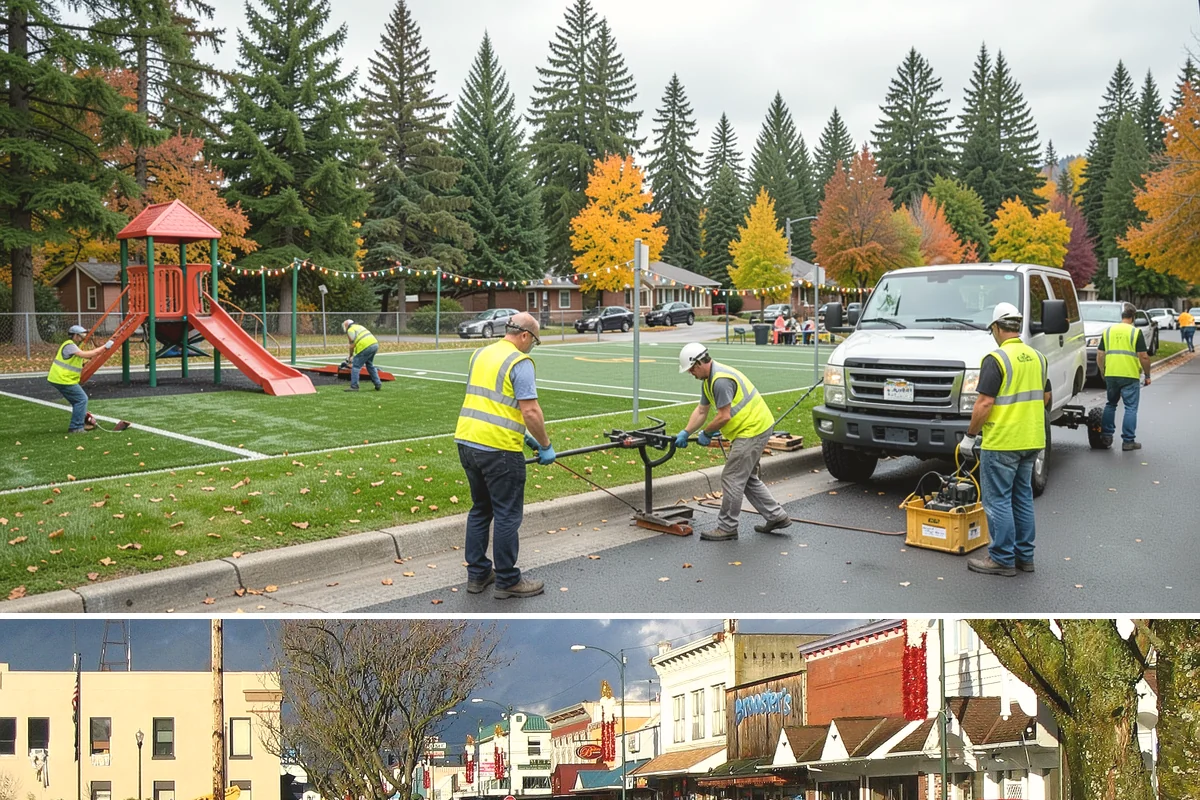 Field Line Marking in Arlington, Snohomish County, WA - Base layouts are set in early spring before the season, with re-marks recurring through the active play months.