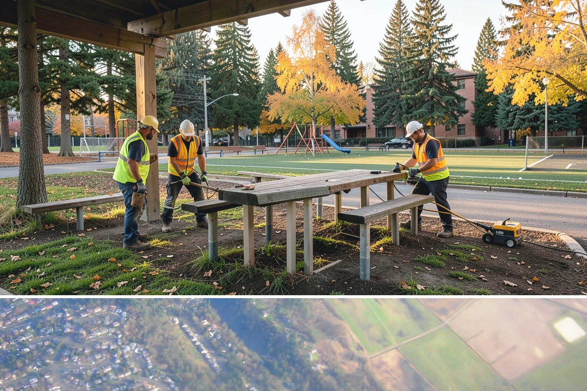 Fire District Grounds Maintenance in Algona, King County, WA - Vegetation clearance for defensible space and sight lines is most critical from May through the summer fire season.