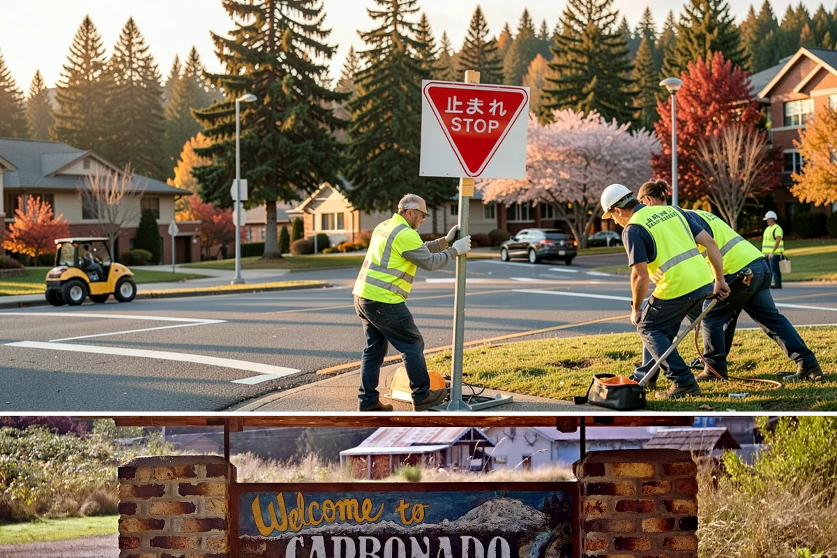 Fire District Grounds Maintenance in Carbonado, Pierce County, WA - Vegetation clearance for defensible space and sight lines is most critical from May through the summer fire season.