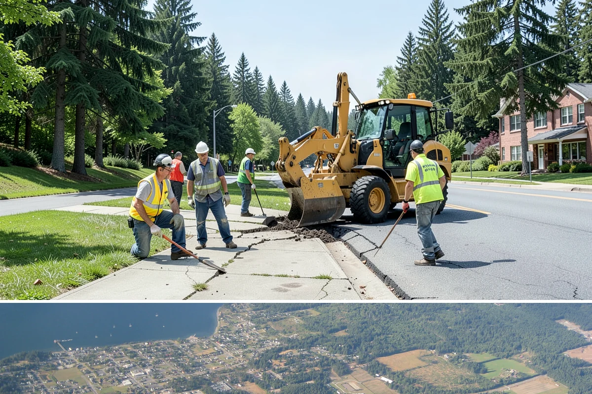 Fire District Grounds Maintenance in Coupeville, Island County, WA - Vegetation clearance for defensible space and sight lines is most critical from May through the summer fire season.