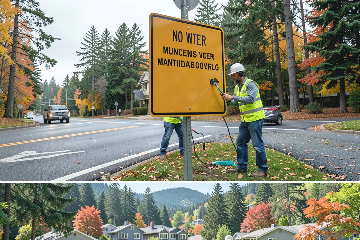 Fire District Grounds Maintenance in Fircrest, Pierce County, WA - Vegetation clearance for defensible space and sight lines is most critical from May through the summer fire season.