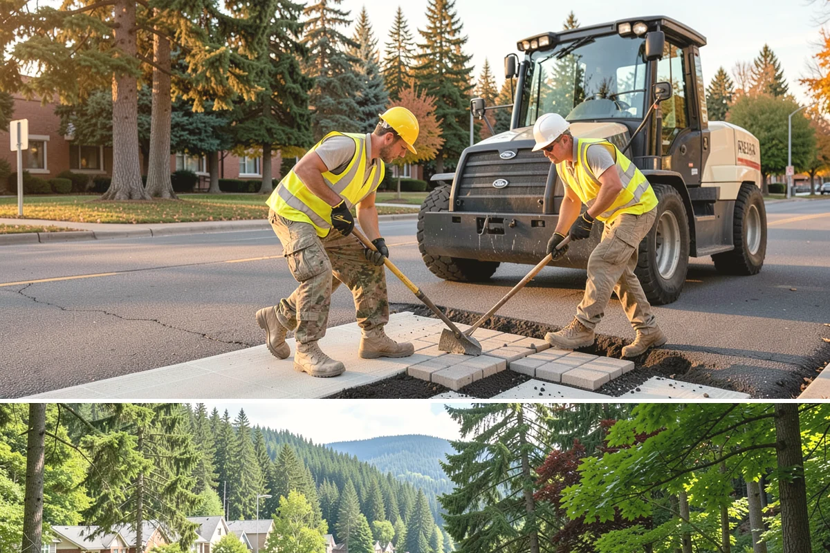 Fire District Grounds Maintenance in Lake Forest Park, King County, WA - Vegetation clearance for defensible space and sight lines is most critical from May through the summer fire season.