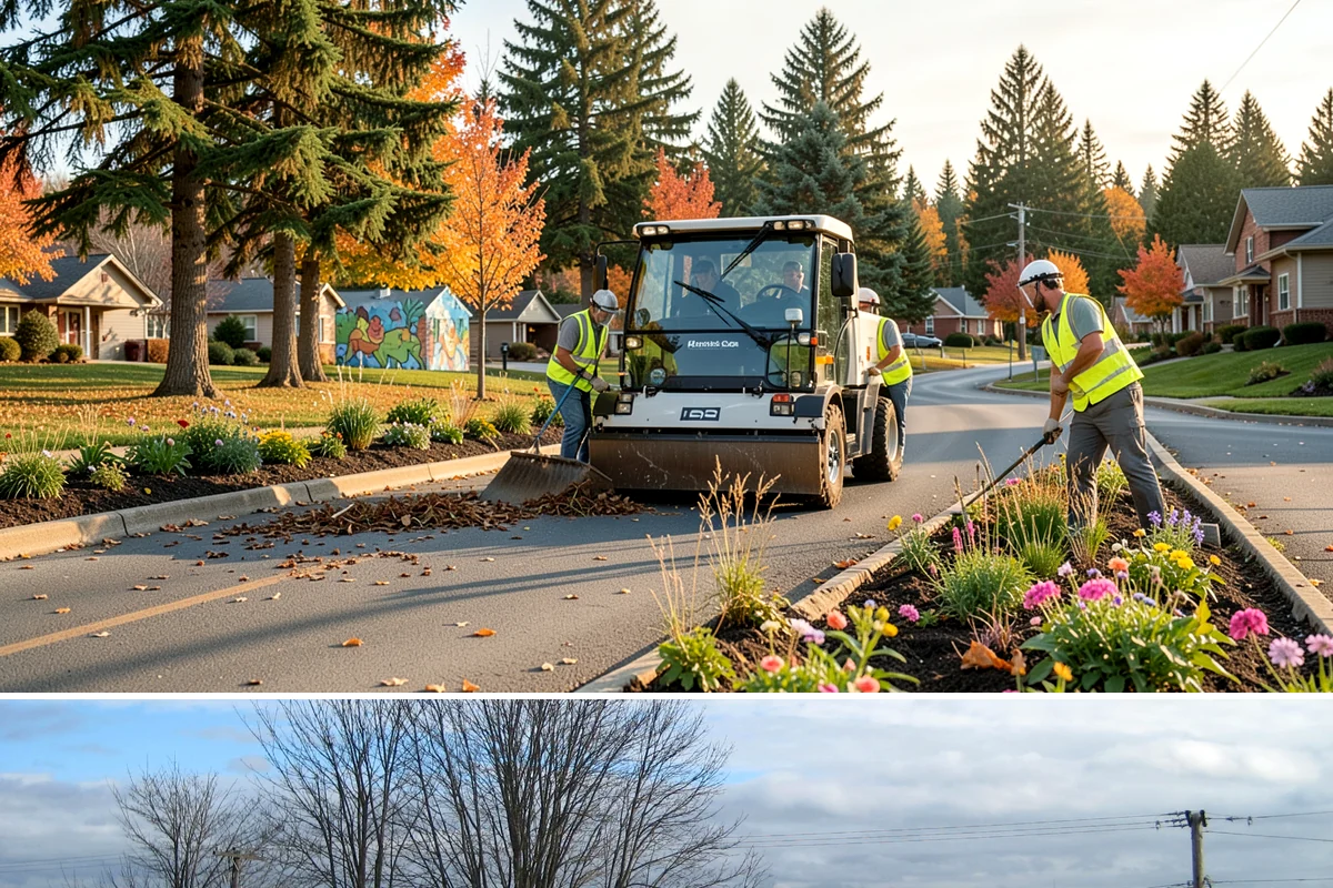 Fire District Grounds Maintenance in Langley, Island County, WA - Vegetation clearance for defensible space and sight lines is most critical from May through the summer fire season.