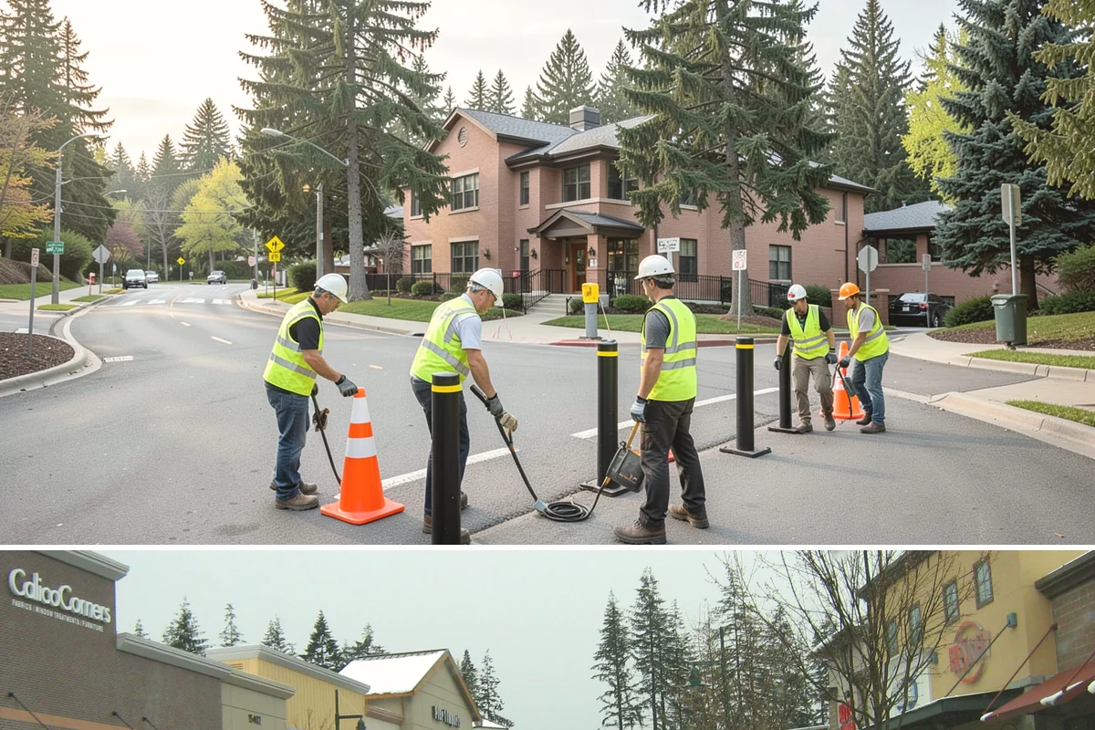 Fire District Grounds Maintenance in Mill Creek, Snohomish County, WA - Vegetation clearance for defensible space and sight lines is most critical from May through the summer fire season.