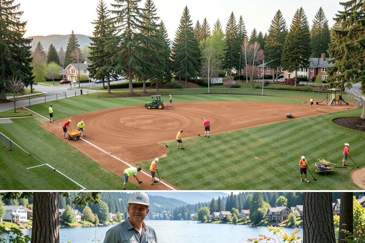 Fire District Grounds Maintenance in Milton, King County, WA - Vegetation clearance for defensible space and sight lines is most critical from May through the summer fire season.