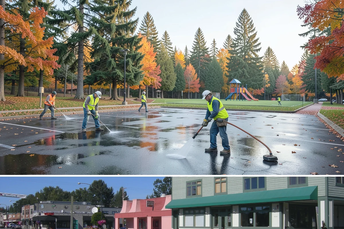 Fire District Grounds Maintenance in Snoqualmie, King County, WA - Vegetation clearance for defensible space and sight lines is most critical from May through the summer fire season.