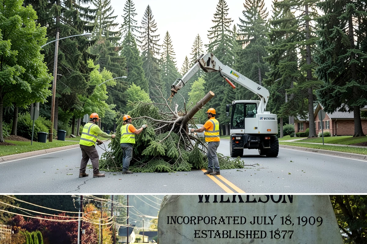 Fire District Grounds Maintenance in Wilkeson, Pierce County, WA - Vegetation clearance for defensible space and sight lines is most critical from May through the summer fire season.
