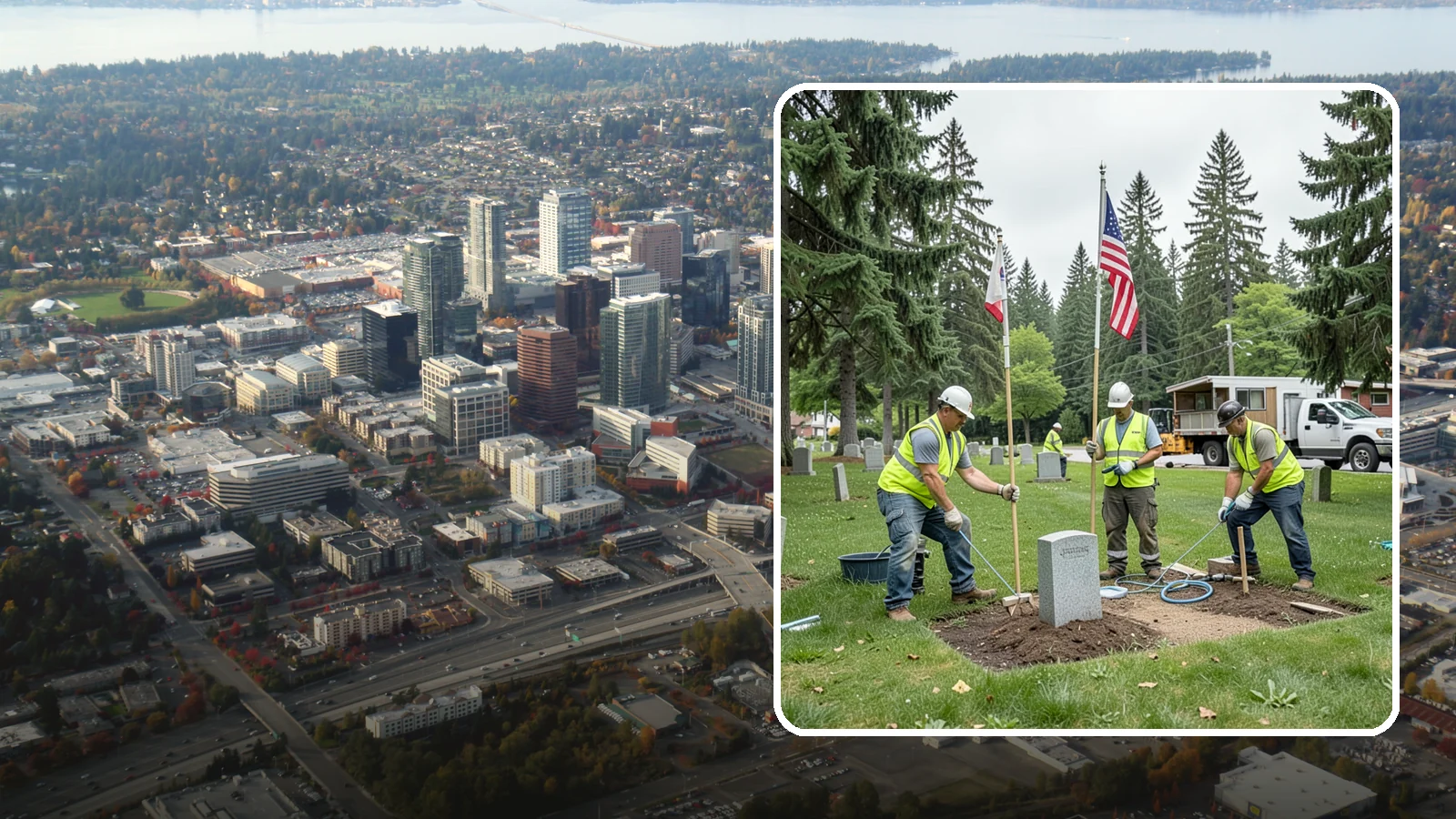 Flag & Marker Installation in Bellevue, King County, WA - Installation of memorial flags and grave markers at cemeteries and memorial sites across Western Washington.