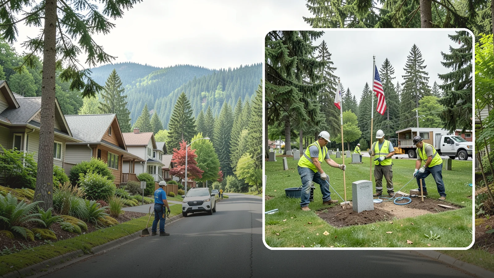 Flag & Marker Installation in Darrington, Snohomish County, WA - Installation of memorial flags and grave markers at cemeteries and memorial sites across Western Washington.