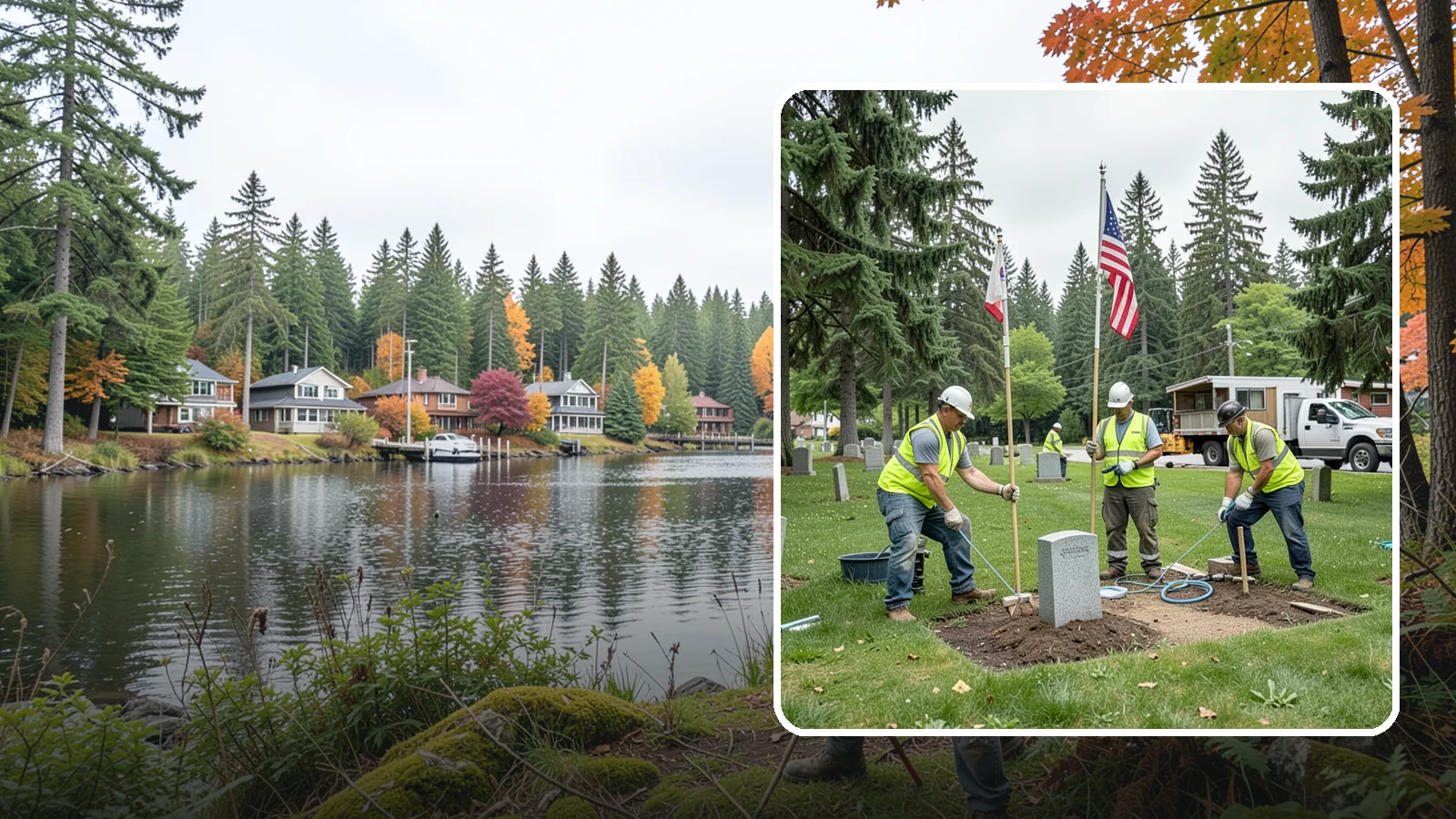 Flag & Marker Installation in La Conner, Skagit County, WA - Installation of memorial flags and grave markers at cemeteries and memorial sites across Western Washington.