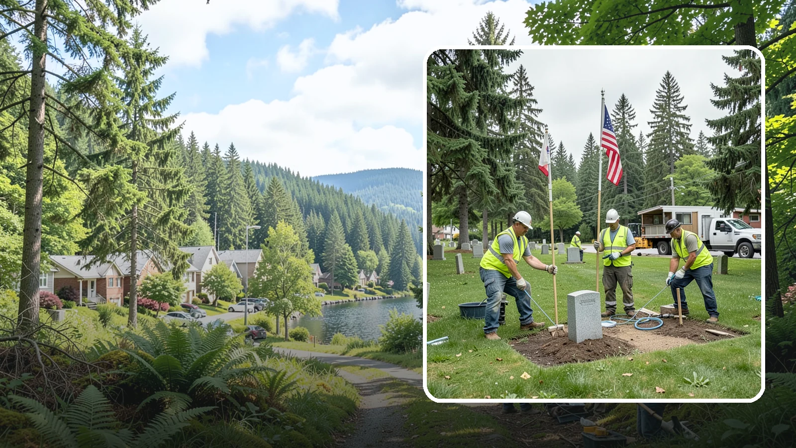 Flag & Marker Installation in Lake Forest Park, King County, WA - Installation of memorial flags and grave markers at cemeteries and memorial sites across Western Washington.