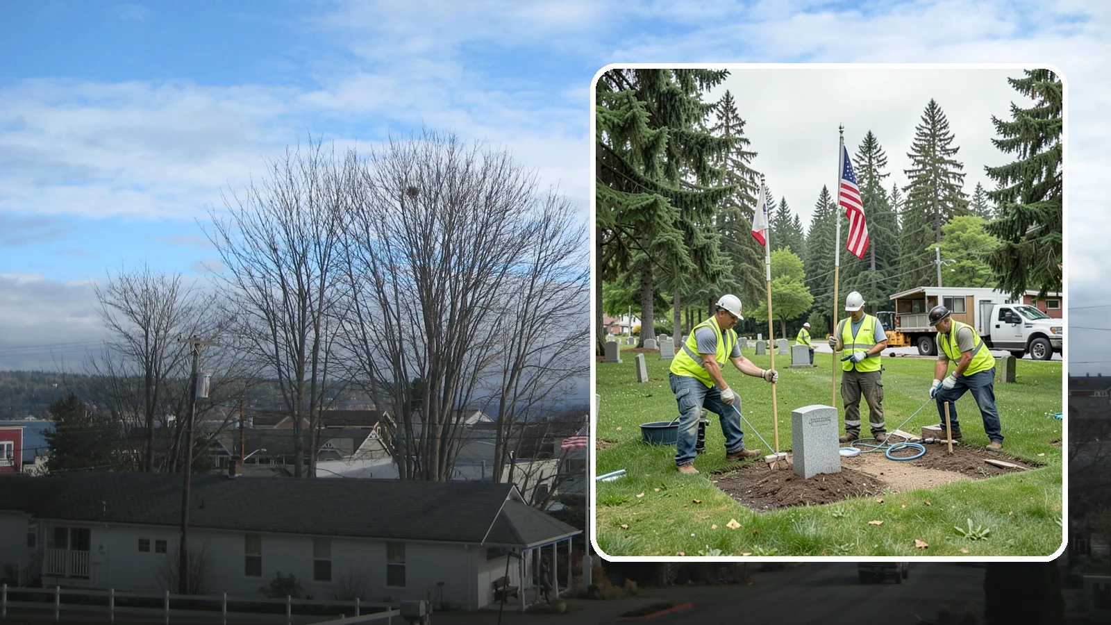 Flag & Marker Installation in Langley, Island County, WA - Installation of memorial flags and grave markers at cemeteries and memorial sites across Western Washington.