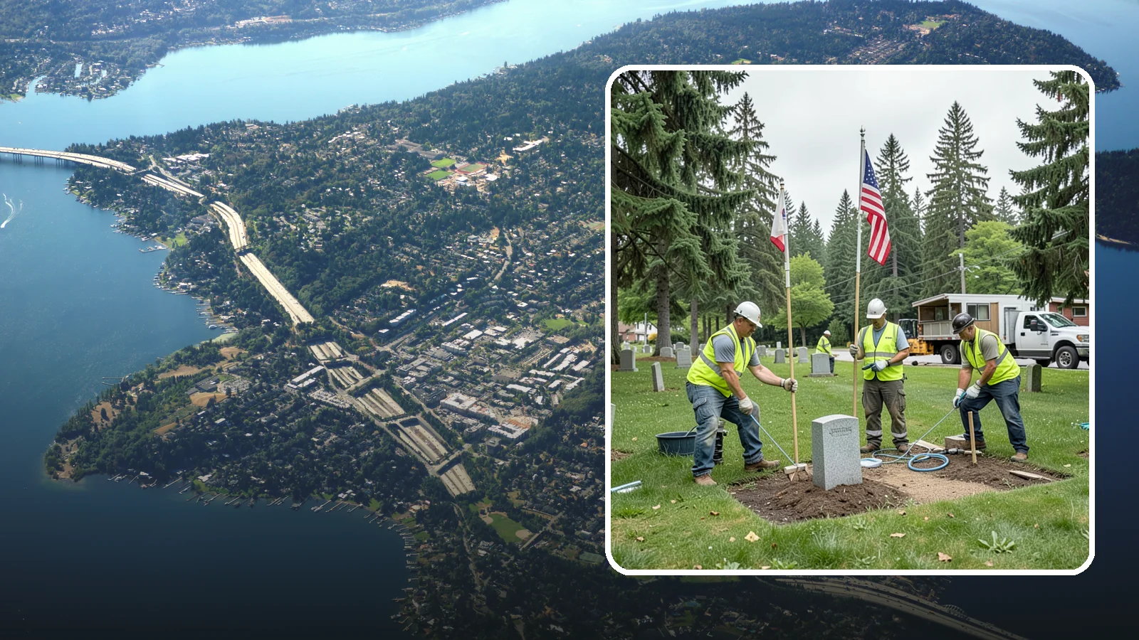 Flag & Marker Installation in Mercer Island, King County, WA - Installation of memorial flags and grave markers at cemeteries and memorial sites across Western Washington.