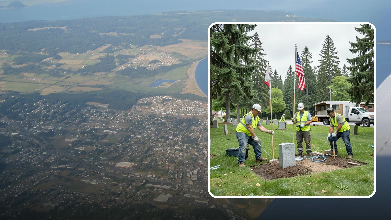 Flag & Marker Installation in Oak Harbor, Island County, WA - Installation of memorial flags and grave markers at cemeteries and memorial sites across Western Washington.